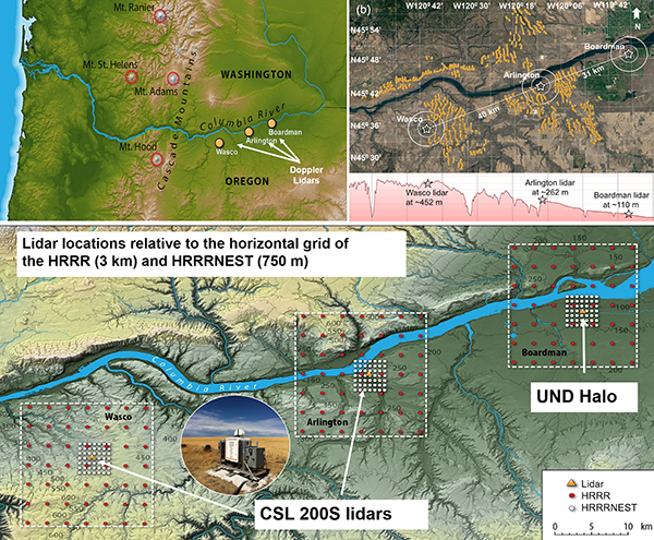 wind turbines and instrument deployment locations