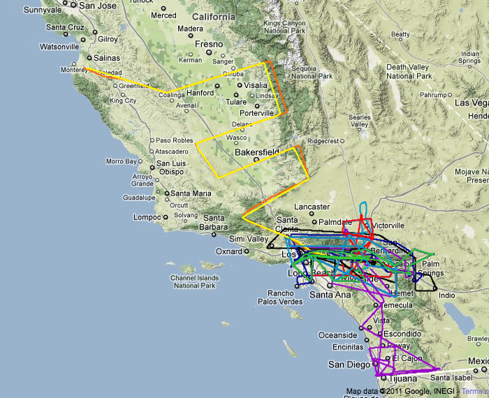 map of July flight tracks