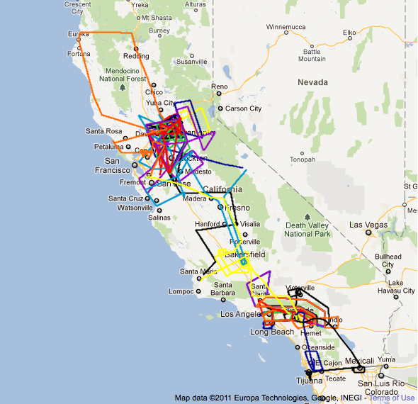 map of June flight tracks