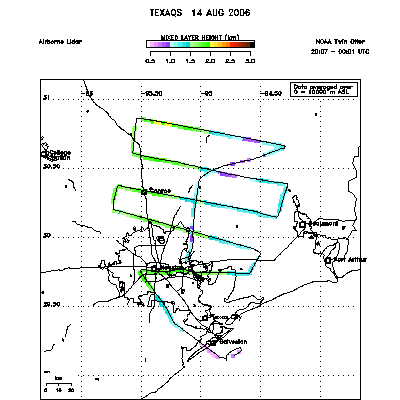 Mixed layer height map - August 14