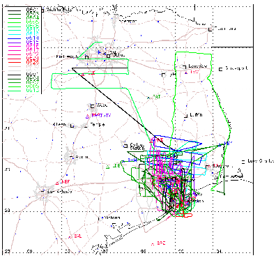 Summary of Twin Otter flight tracks in Texas