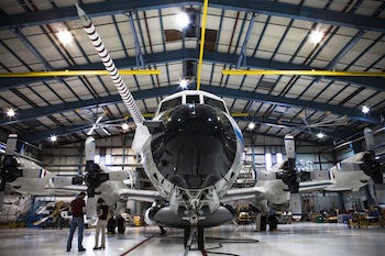 WP-3D in hangar at Rocky Mountain Metro Airport