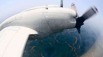 oil slick as seen from aircraft