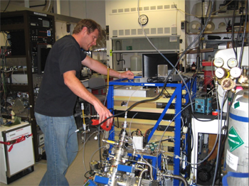 Patrick working on the instrument