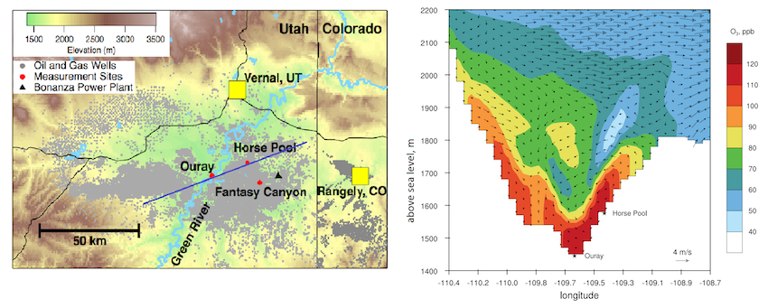 topography and high ozone level maps