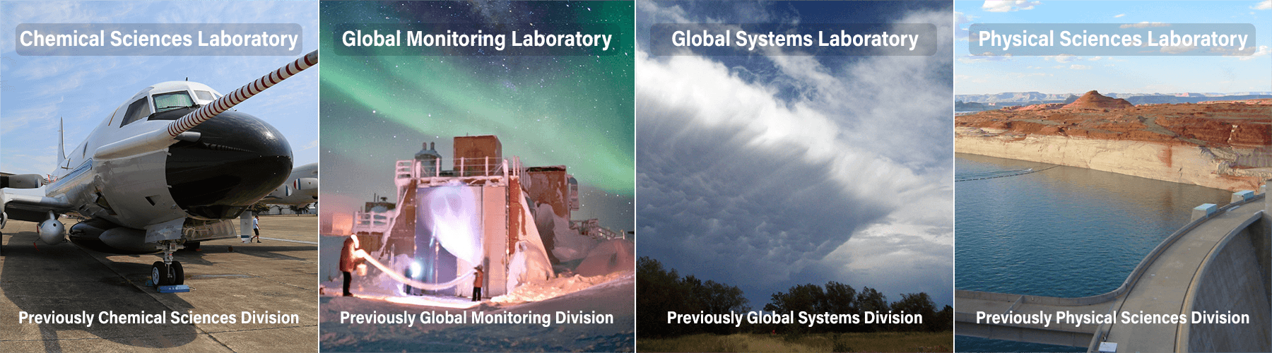 Chemical Sciences Division is now Chemical Sciences Laboratory; 
	Global Monitoring Division is now Global Monitoring Laboratory; Global Systems Division is now Global Systems Laboratory;
	Physical Sciences Division is now Physical Sciences Laboratory