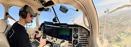 pilot in cockpit