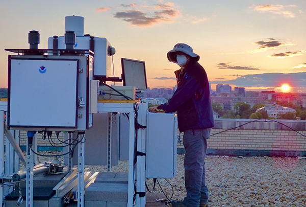 Scott Sandberg with lidar installation