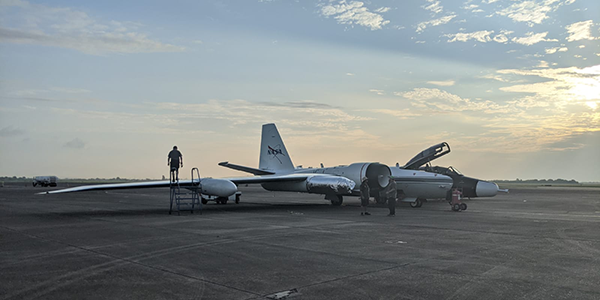 NASA WB-57 on the tarmac at Ellington Field