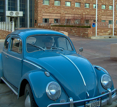 Dan in his 1963 VW Beetle