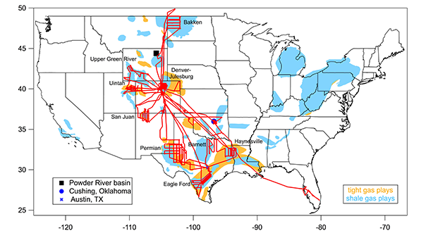 flight tracks map